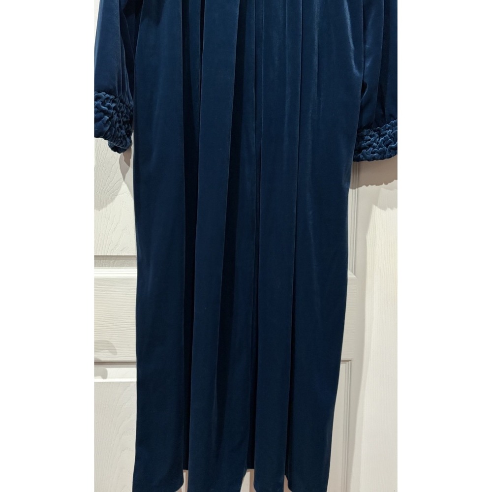 Vintage Delicates Velour Robe Women's Size XL Turquoise Textured Housecoat - Picture 5 of 12
